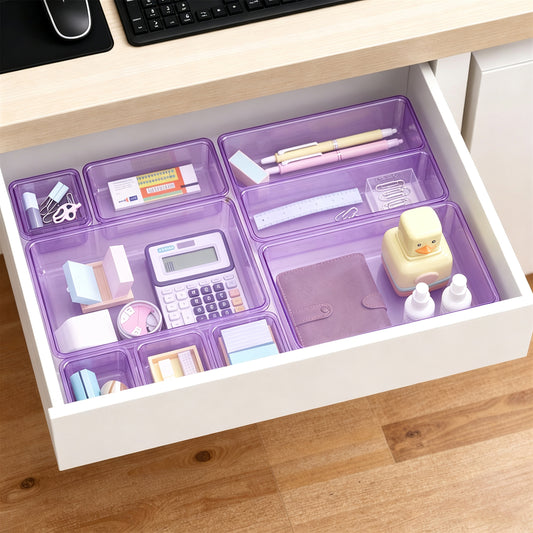 Clear Drawer Organizer Set Plastic Storage Containers