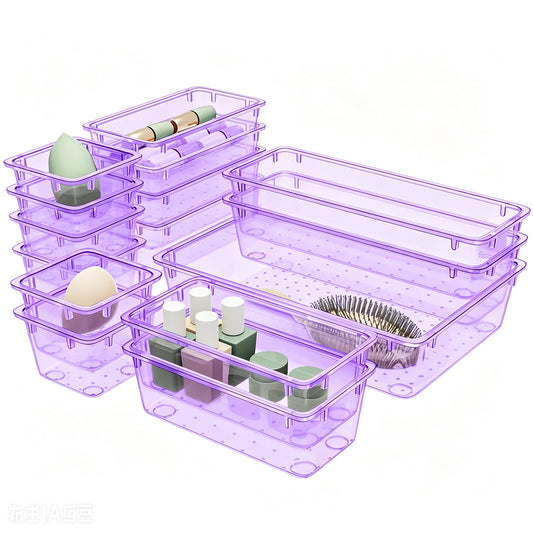 Clear Drawer Organizer Set Plastic Storage Containers