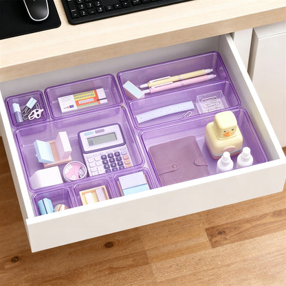 Clear Drawer Organizer Set Plastic Storage Containers